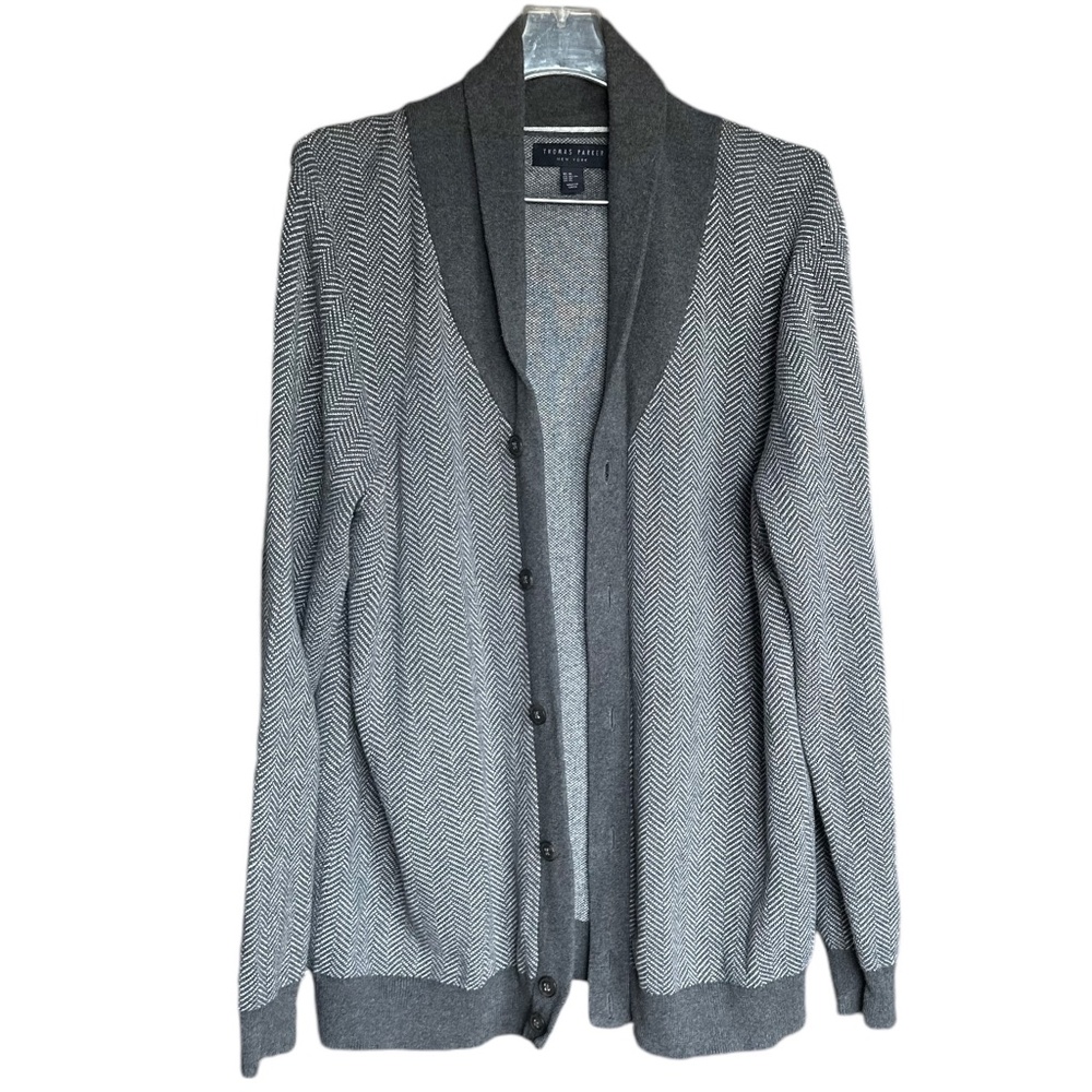 Thomas Parker New York Cardigan Grey Sweater Sz‎ XL